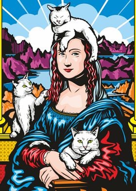 Mona Lisa With Her Cats
