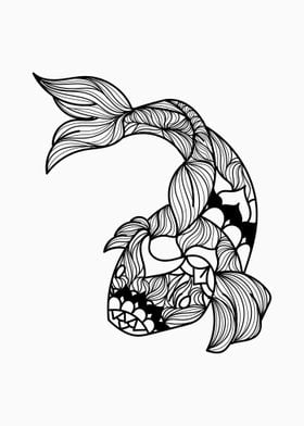 Koi Fish Mandala White 5