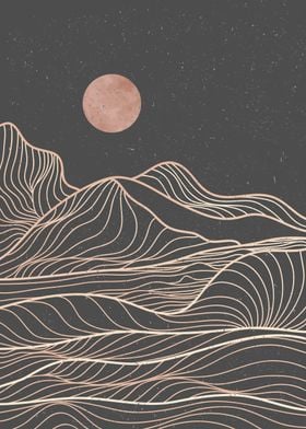 Abstract Mountain line art