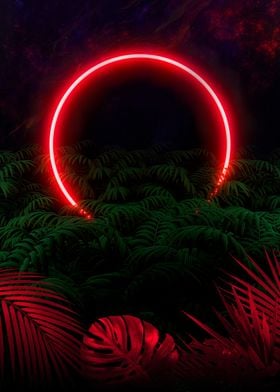Red neon Circle tropic