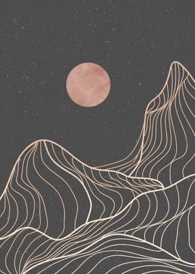 Abstract Mountain line art