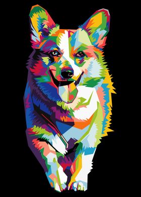 colorful dog on pop art