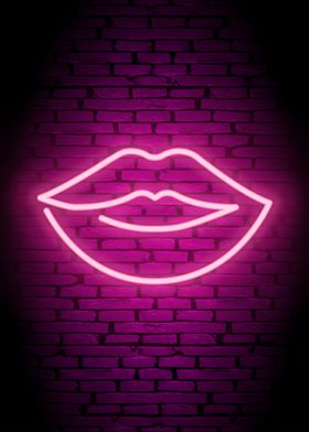 Red Light Lips Poster