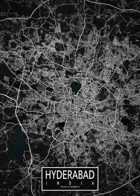 Hyderabad City Map Dark