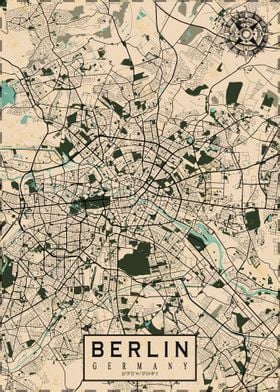 Berlin City Map Vintage