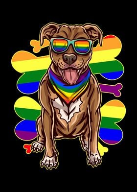 Pitbull Wearing LGBT Pride