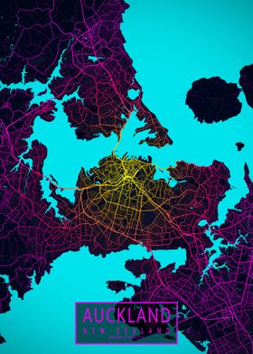 Auckland City Map Neon