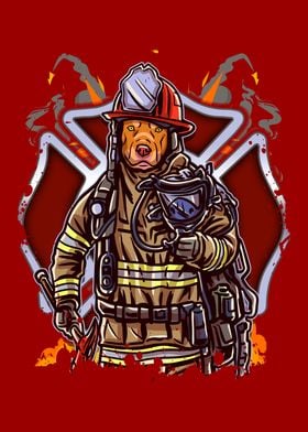 Funny Pitbull Firefighter