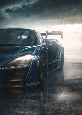 Supercar in the rain