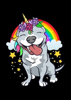 Funny Pitbull With Unicorn