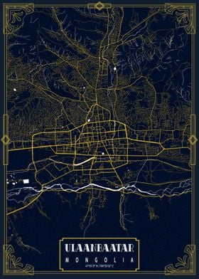 Ulaanbaatar City Map Gold