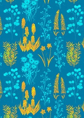 Mustard Turquoise Flowers