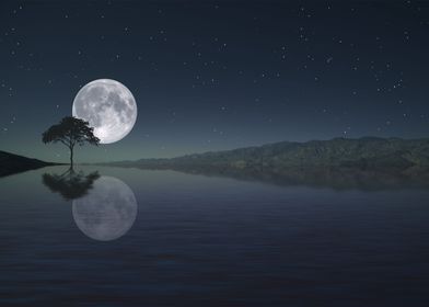 full moon reflect