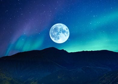 aurora borealis full moon