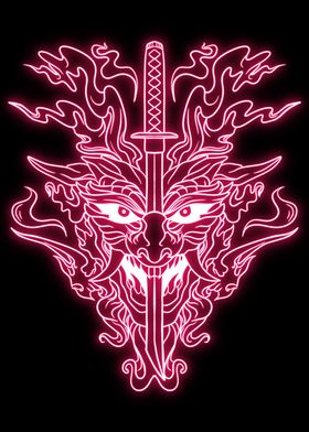 Samurai Mask neon