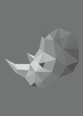 Low Poly Rhino Monochrome