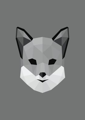 Low Poly Fox Monochrome