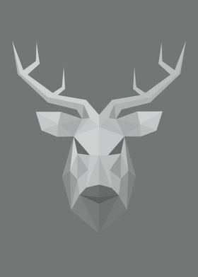 Low Poly Deer Monochrome