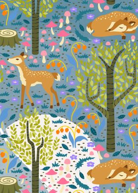 Colorful deer seamless