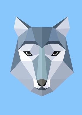 Low Poly Blue Wolf