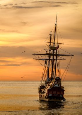 sunset and boat