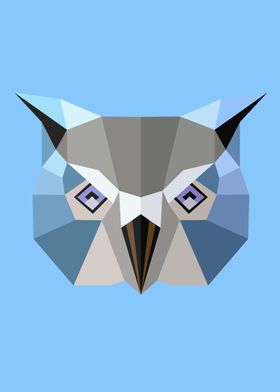 Low Poly Blue Owl