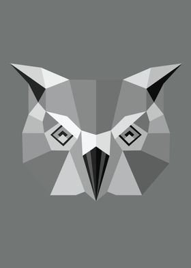 Low Poly Owl Monochrome 