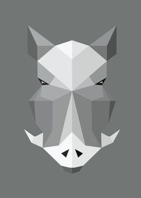 Low Poly Boar Monochrome