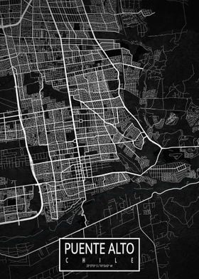 Puente Alto City Map Dark