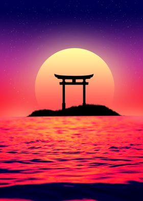 torii gate synthwave