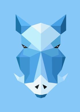 Low Poly Boar Blue