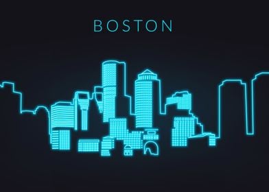 Boston Skyline Neon