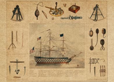 A lithograph  of a ship