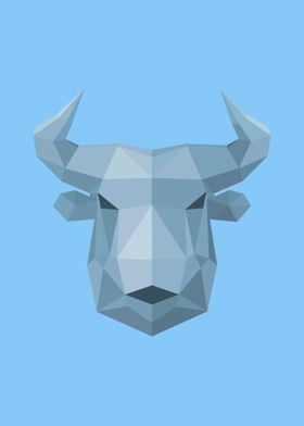 Low Poly Bison Blue 