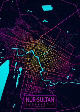 NurSultan City Map Neon