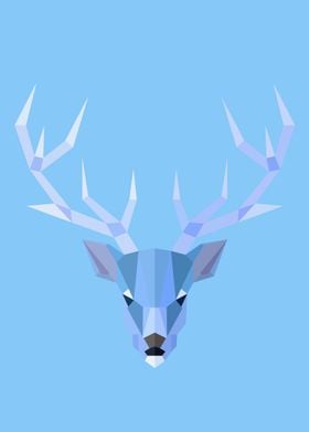 Low Poly Deer Blue