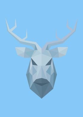 Low Poly Blue Deer