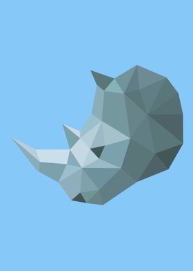 Low Poly Rhino Blue