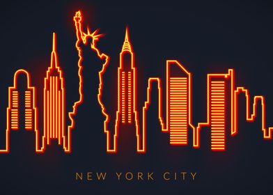 New York City Skyline Neon