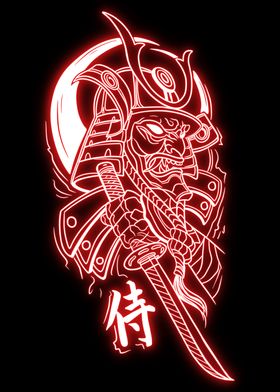 Samurai neon art