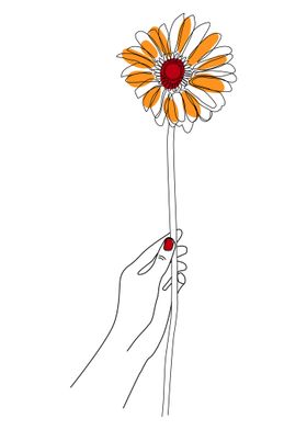 FLower with Hand Line Draw