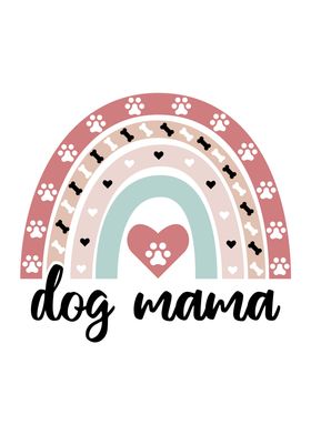 Cute Dog Mama Boho Rainbow