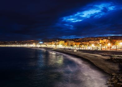 Night City Skyline Of Nice