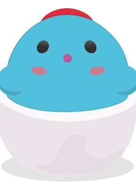 Blue cute plush toy illust