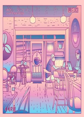 Vaporwave Coffee Shop