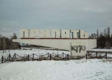 Pripyat Sign in the snow