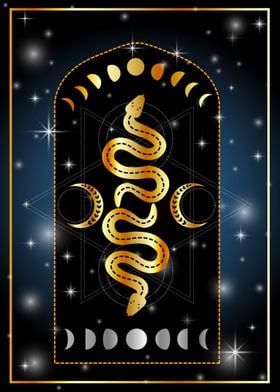 Golden occult magic snakes