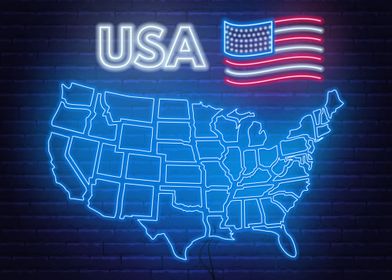 Neon USA Map