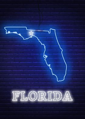 Neon Florida State Map