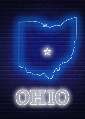 Neon Ohio State Map